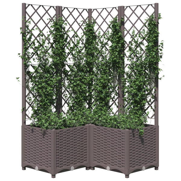 Brauner Blumenkasten mit Rankgitter Ticu 80x80x136cm (PP)