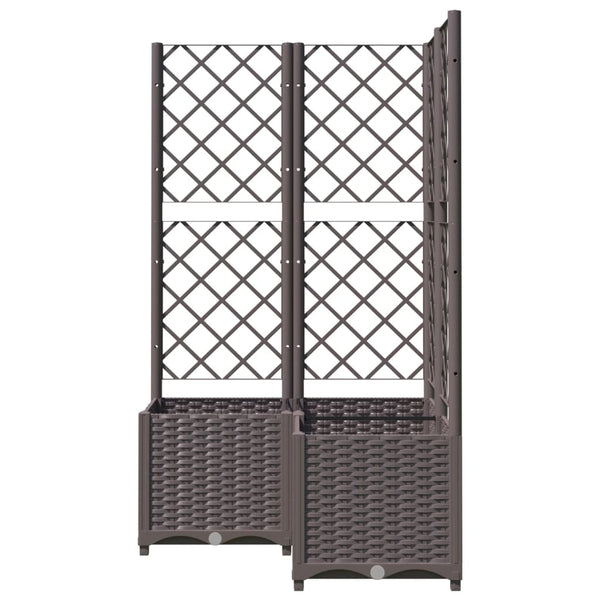 Brauner Blumenkasten mit Rankgitter Ticu 80x80x136cm (PP)