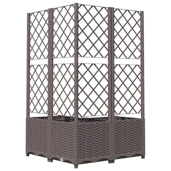 Brauner Blumenkasten mit Rankgitter Ticu 80x80x136cm (PP)