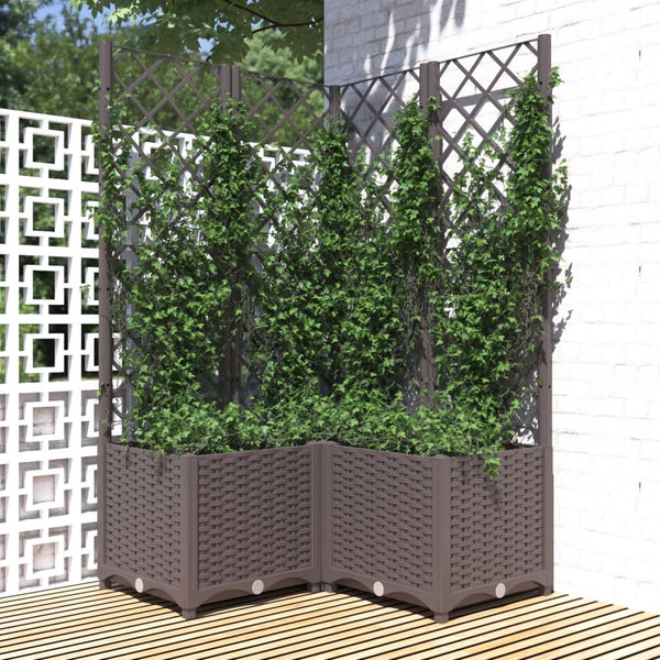Brauner Blumenkasten mit Rankgitter Ticu 80x80x136cm (PP)