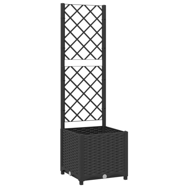 Schwarzer Blumenkasten mit Spalier Ticu 40x40x136cm (PP)