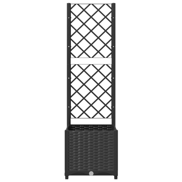 Schwarzer Blumenkasten mit Spalier Ticu 40x40x136cm (PP)