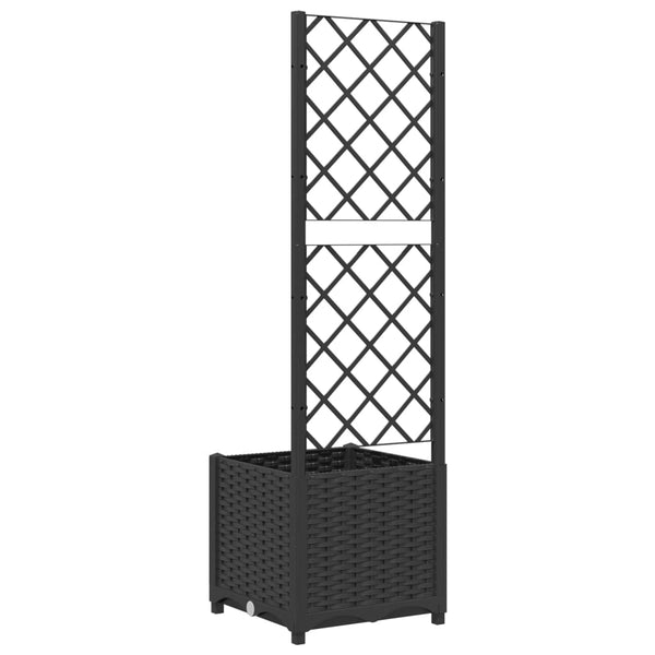 Schwarzer Blumenkasten mit Spalier Ticu 40x40x136cm (PP)