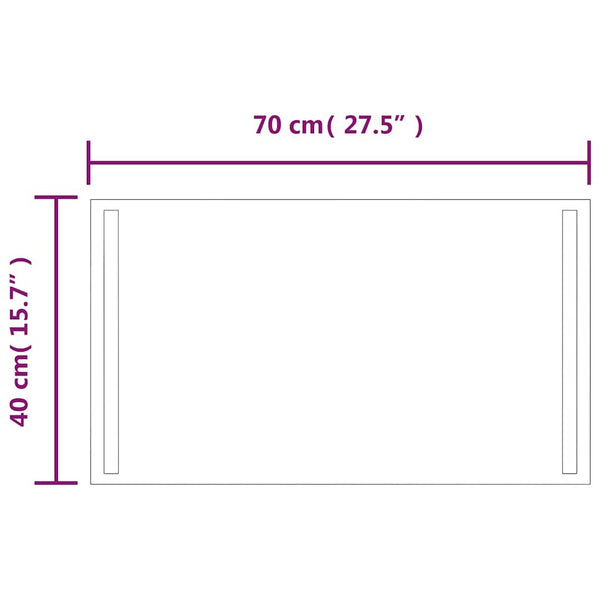 Kylpyhuoneen led-peili Magdolia 70x40cm