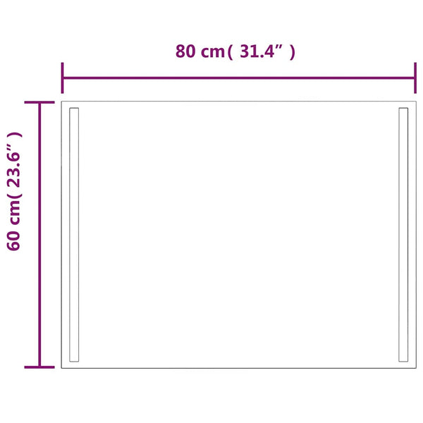 Kylpyhuoneen led-peili Magdolia 80x60cm