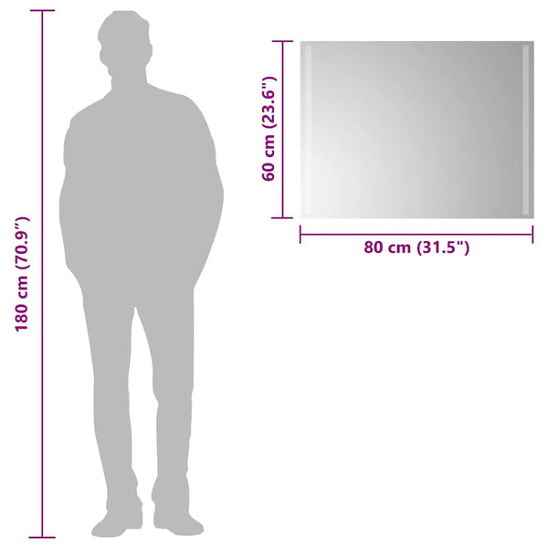 Kylpyhuoneen led-peili Magdolia 80x60cm