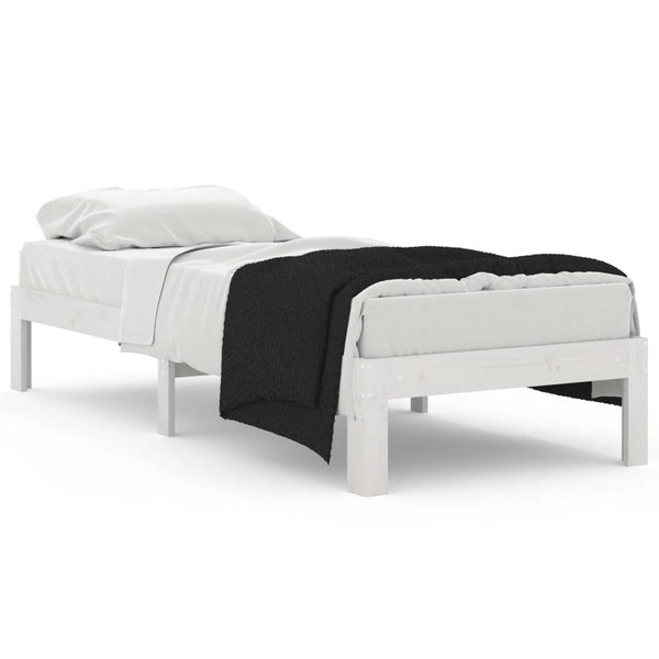 Weißes Bettgestell Rozini 75x190cm (Holz, kleines Einzelbett)