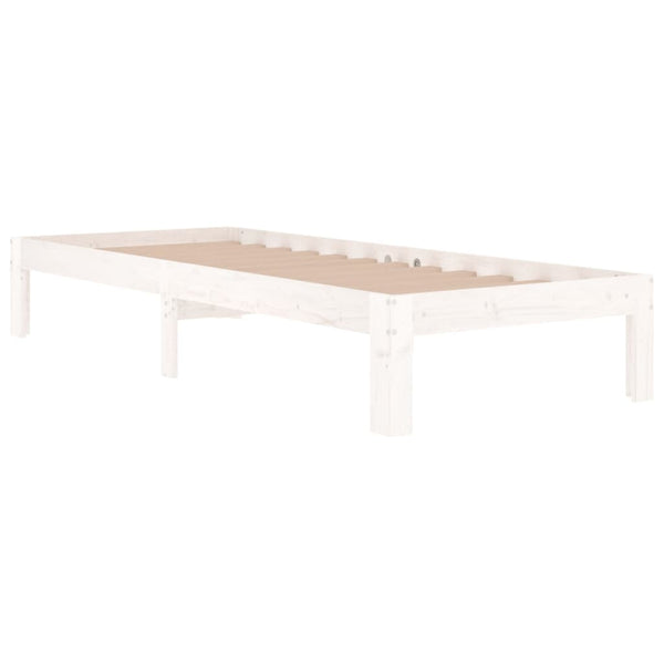 Weißes Bettgestell Rozini 75x190cm (Holz, kleines Einzelbett)