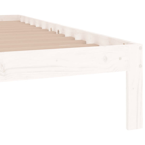 Weißes Bettgestell Rozini 75x190cm (Holz, kleines Einzelbett)