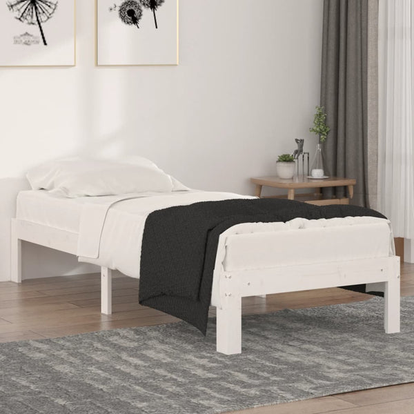Weißes Bettgestell Rozini 75x190cm (Holz, kleines Einzelbett)