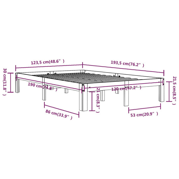 Bettgestell Rozini 120x190cm (Holz, Small Double)