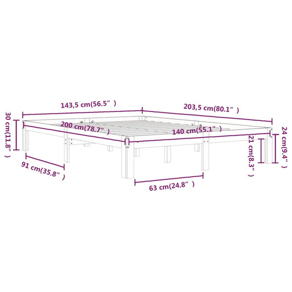 Bettgestell Rozini 140x200cm (Kiefer)