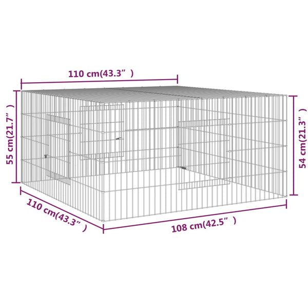 Verzinkter Kaninchenstall Elivie 110x110x55cm (Eisen)