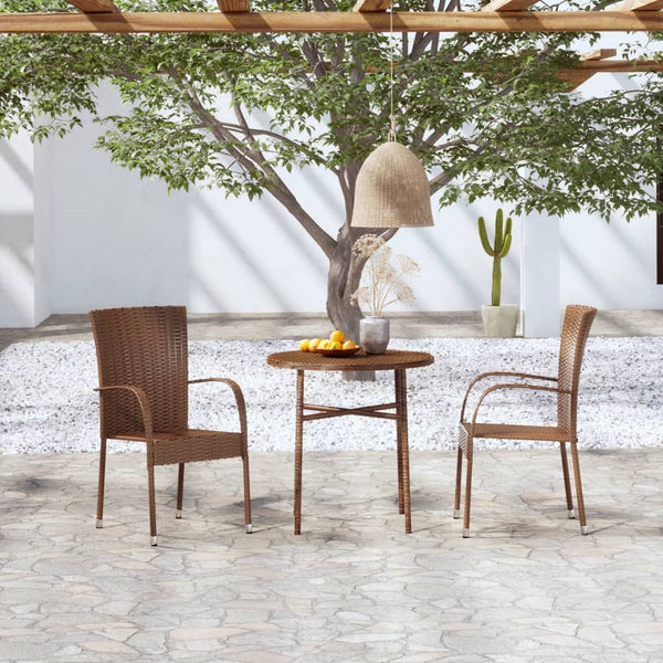 Braune Garten-Essgruppe Dobrinca (3-teiliges Polyrattan)