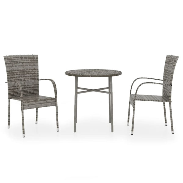 Graue Garten-Essgruppe Dobrinca 3-teilig (Polyrattan)