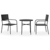 Schwarze Garten-Essgruppe Alonso (3-teilig Polyrattan)