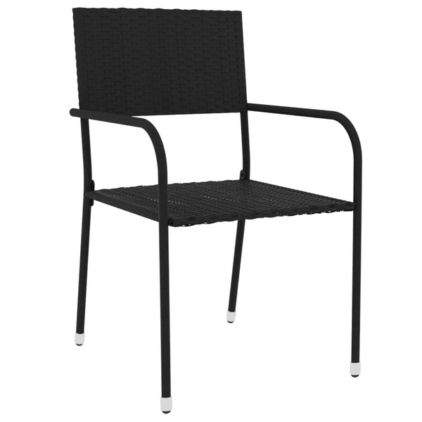 Schwarze Garten-Essgruppe Alonso (3-teilig Polyrattan)