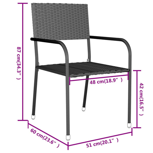 Schwarze Garten-Essgruppe Alonso (3-teilig Polyrattan)