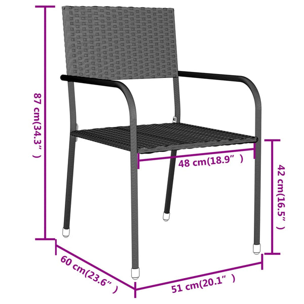 Graue Garten-Essgruppe Alonso (3-teilig Polyrattan)