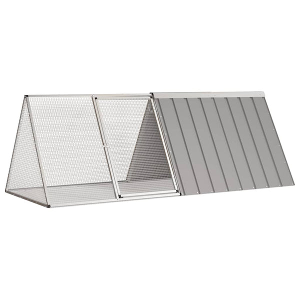 Grauer Kaninchenstall Vladiu 201,5x80,5x71cm (verzinkter Stahl)
