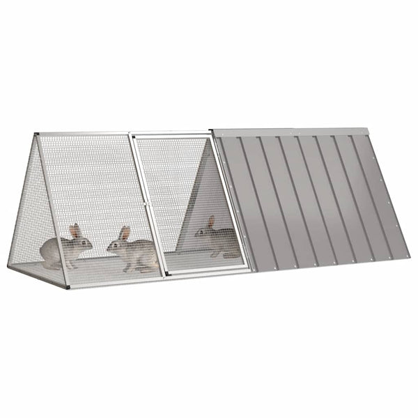 Grauer Kaninchenstall Vladiu 201,5x80,5x71cm (verzinkter Stahl)