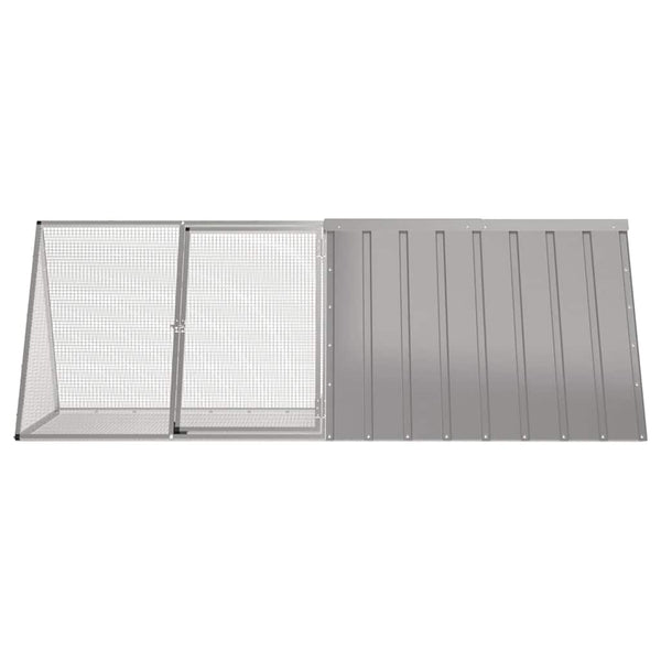 Grauer Kaninchenstall Vladiu 201,5x80,5x71cm (verzinkter Stahl)