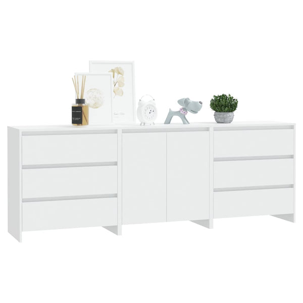 Weißes Sideboard Alecsica (3-teilig, Holz)