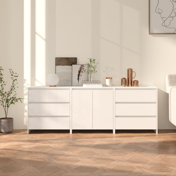 Weißes Sideboard Alecsica (3-teilig, Holz)