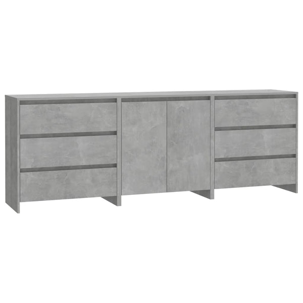 Sideboard Alecsica (3-teilig, Holz, betongrau)