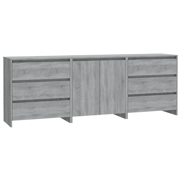 Graues Sideboard Alecsica 3-teilig (Sonoma-Holz)