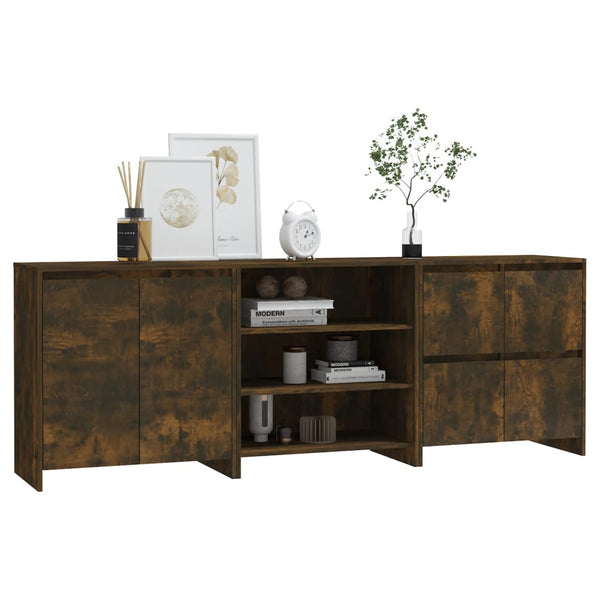 Sideboard Räuchereiche Ghergina Holz (3-teilig)
