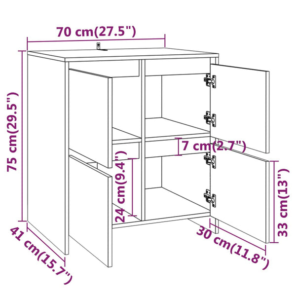 Graues Sideboard Scantei 70x41x75cm (2 Stück Holz)