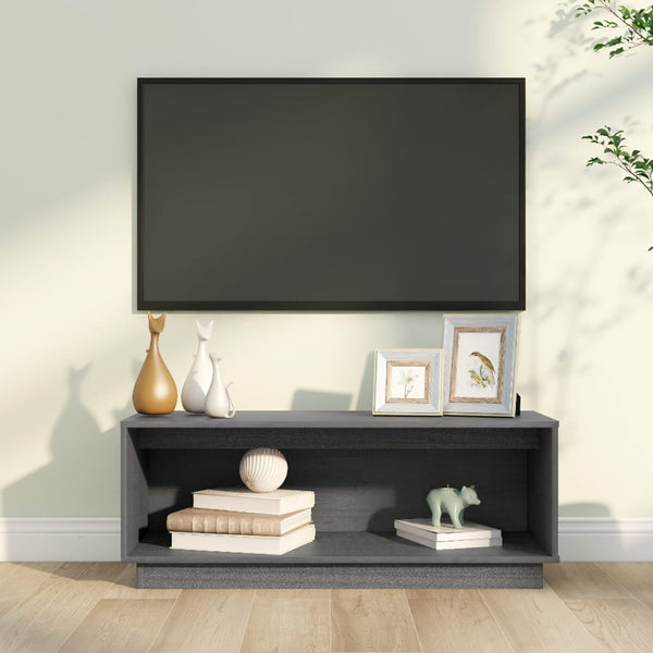 Graues TV-Möbel Bradin 90x35x35cm (Kiefer)