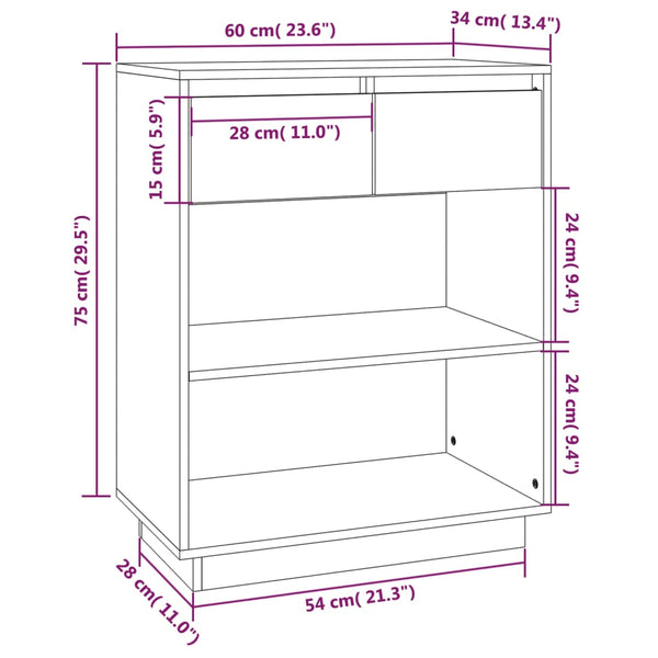 Grauer Konsolenschrank Jensen 60x34x75cm (Kiefer)