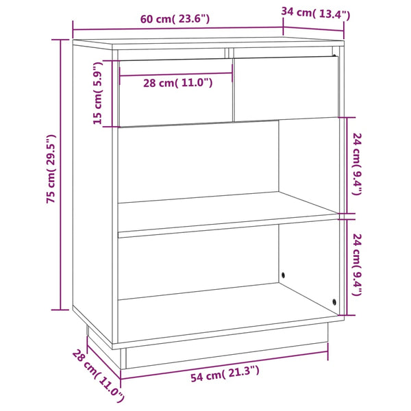 Schwarzer Konsolenschrank Jensen 60x34x75cm (Kiefer)