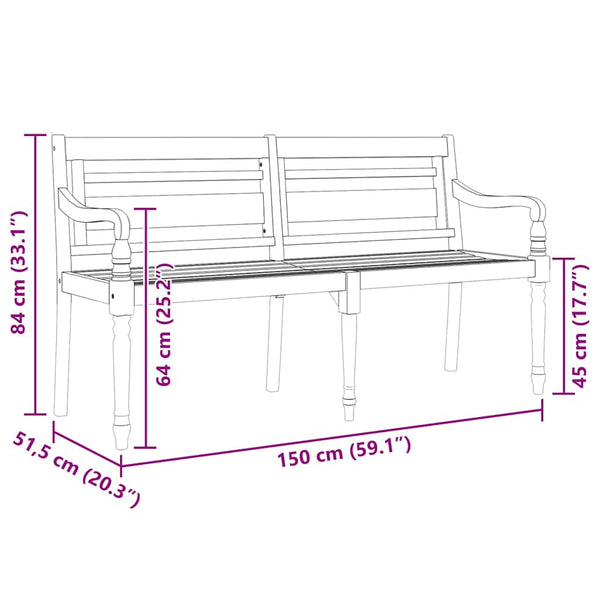 Batavia Bank Ritu 150cm (Teak)
