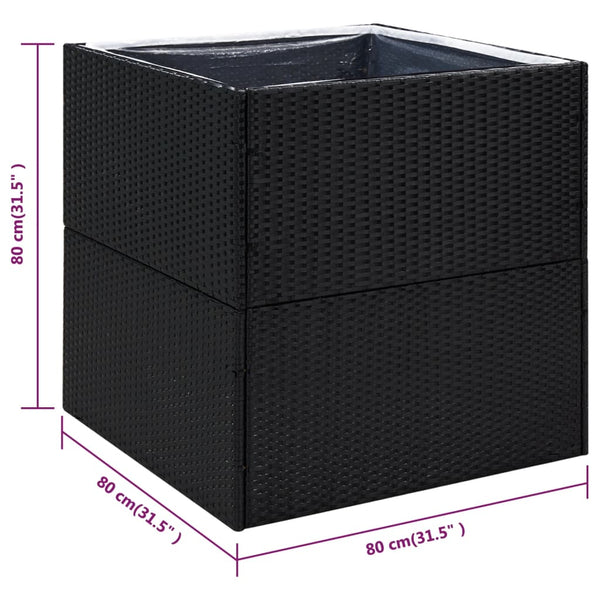 Musta kukkalaatikko And 80x80x80cm (polyrottinki)