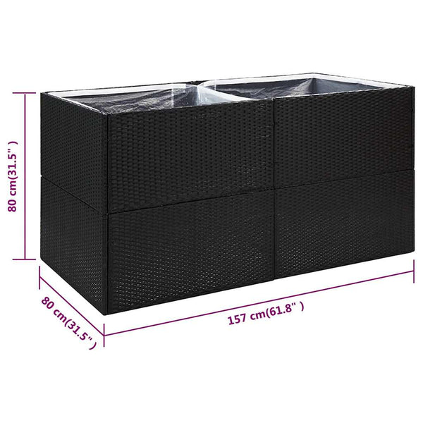 Schwarzer Blumenkasten And 157x80x80cm (Polyrattan)
