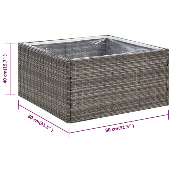 Grauer Blumenkasten And 80x80x40cm (Polyrattan)