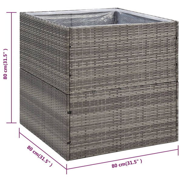Grauer Blumenkasten And 80x80x80cm (Polyrattan)
