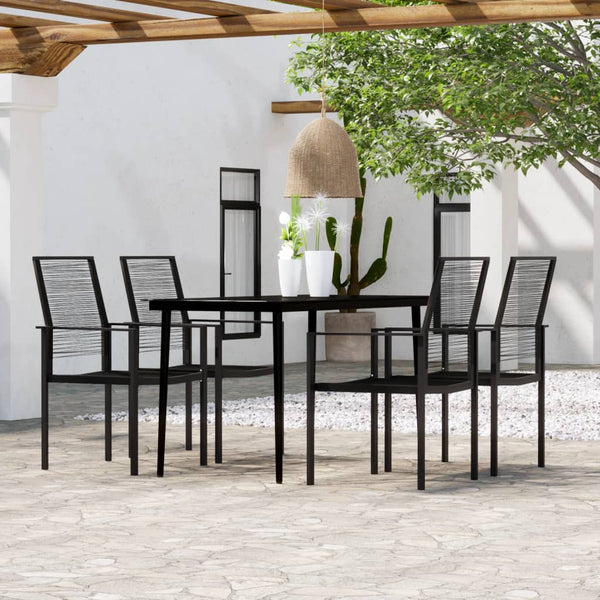 Eftimiee schwarze Garten-Essgruppe (5-teilig)