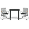 Schwarze 3-teilige Outdoor-Essgruppe Iosepe (PVC-Rattan)