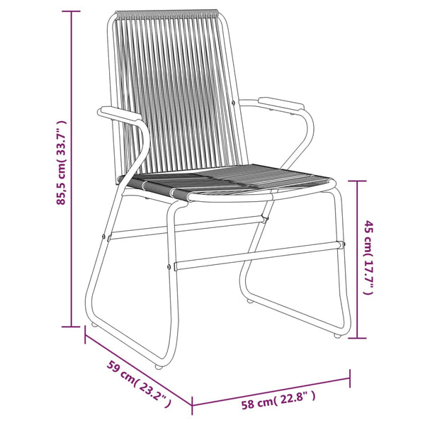 Schwarze 3-teilige Outdoor-Essgruppe Iosepe (PVC-Rattan)