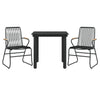 Schwarze 3-teilige Outdoor-Essgruppe Iosepe (PVC-Rattan)
