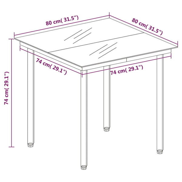 Schwarze 3-teilige Outdoor-Essgruppe Iosepe (PVC-Rattan)