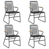 Schwarzes Essgruppe für draußen Lindsay, 5-teilig (PVC-Rattan)