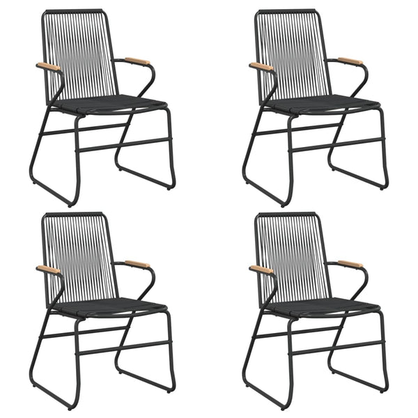 Schwarzes Essgruppe für draußen Lindsay, 5-teilig (PVC-Rattan)