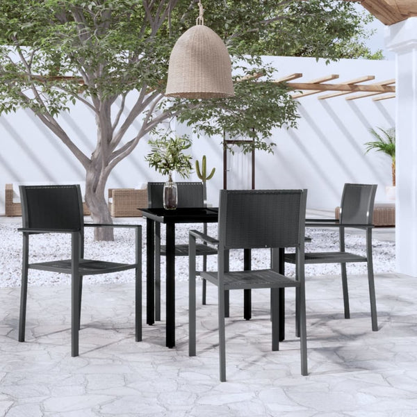 Schwarze Garten-Essgruppe Wilhem (5-teilig)