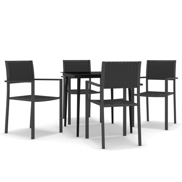 Schwarze Garten-Essgruppe Sanfiu (5-teilig)