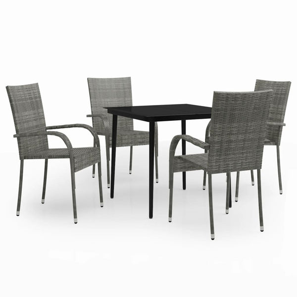 Gartenessgruppe Odin, grau und schwarz, 5-teilig